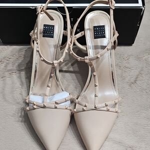 White House Black Market Nude Strappy Heels